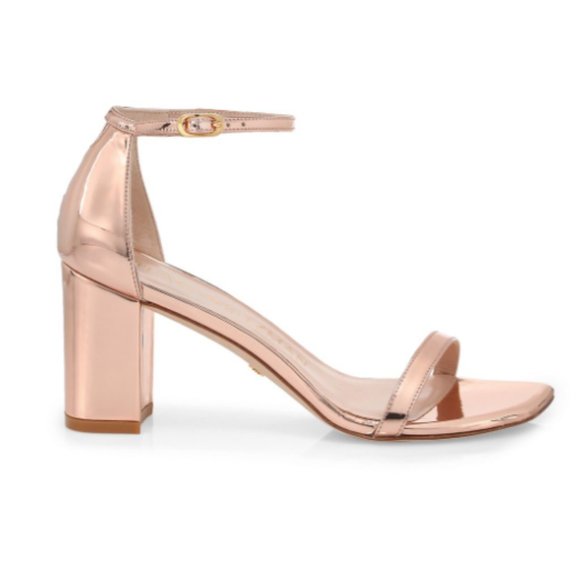Stuart Weitzman Amelina Block-Heel Sandals Rose Gold NWT - Picture 2 of 10